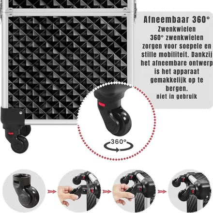 DYNA® Visagie Koffer - Make Up Organizer - Make Up Koffer - Zwart - 35cm x 24cm x 68cm