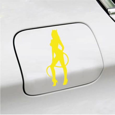 Bumpersticker - Vrouw Duivel - 7 X 16,5 - Geel