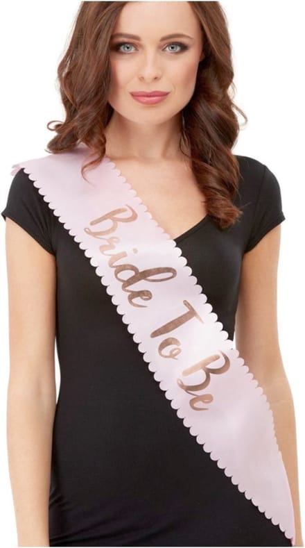 Smiffys - Bride To Be Sash Kostuum Accessoire - Roze/Goudkleurig