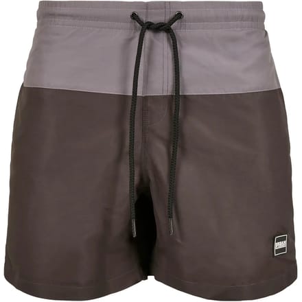 Urban Classics - Block Zwemshorts - M - Zwart/Grijs