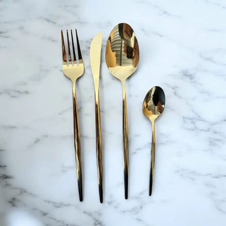 Kadirelli – Bestekset 24-delig – RVS – Voor 6 personen – Luxe Gouden Afwerking