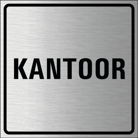 Bordje kantoor, geborsteld aluminium 150 x 150 mm