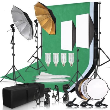 Bolt Edge Fotostudio Set - Met softboxen, greenscreen en paraplu - Professioneel en draagbaar