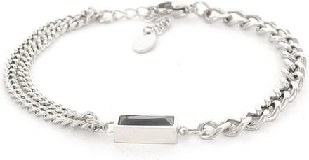 Kalli Schakel Armband Zwarte Steen Zilver | 2687