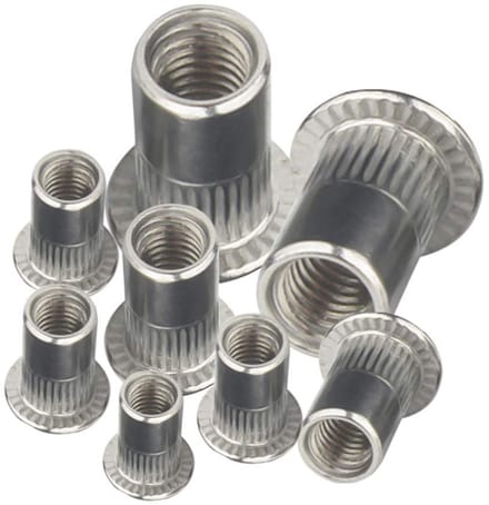 Grote Rivetmoeren M3/M4/M5/M6/M8/M10/M12 van RVS - Verstevigde Draadmoeren, Set van 10 Stuks