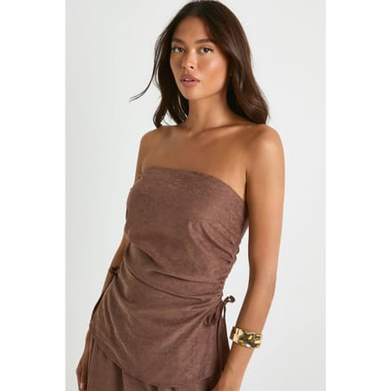 boohoo Dames Peached Longline Bandeau | Mocha | Maat: 8