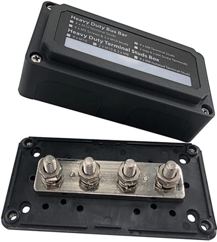 Verzamelrailkast 300A voor 12V - 48V DC, Heavy Duty, 4 x M8