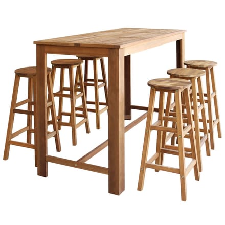 vidaXL - 7-delige - Bartafel - en - -krukkenset - massief - acaciahout