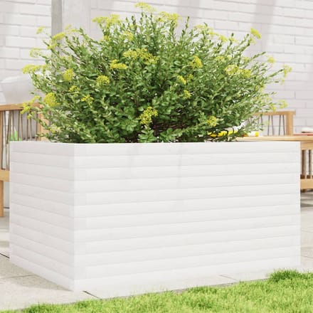 vidaXL - Plantenbak - 90x60x46 - cm - massief - grenenhout - wit