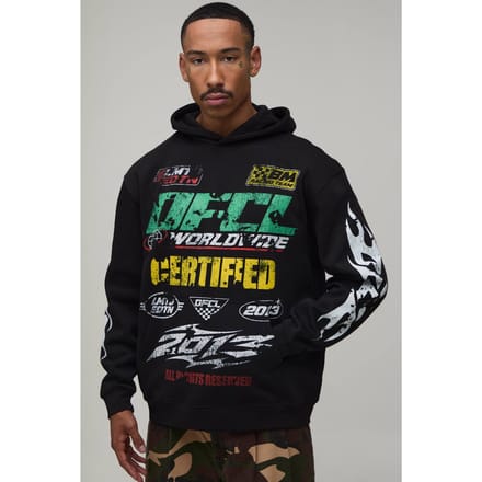 Zwarte Oversized Hoodie Met Moto Print | Black | Size Small