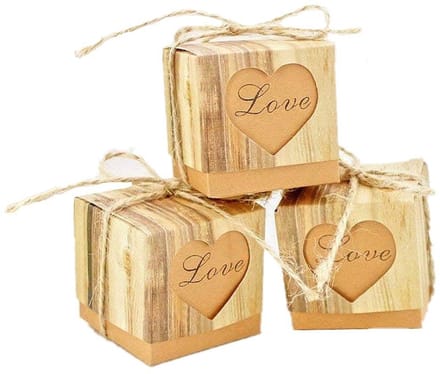Dailygoods - 50 x Rustieke Hartdoosjes van Kraftpapier voor Feestjes