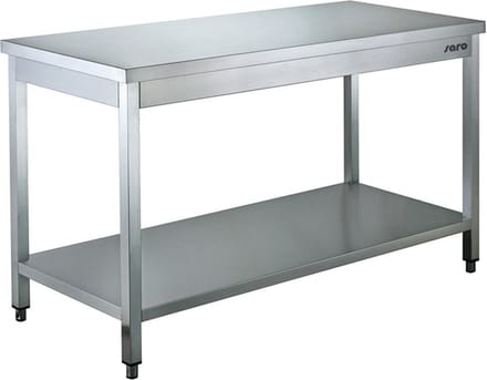 Saro  Roestvrij stalen tafel, met onderblad - 700 mm diepte, 2000 mm | 700-1140
