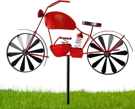 Motorfiets Windspinner - Motorfiets Windmolen - Tuin Decoratie - Gepoedercoat Metaal - 80 cm - Rood