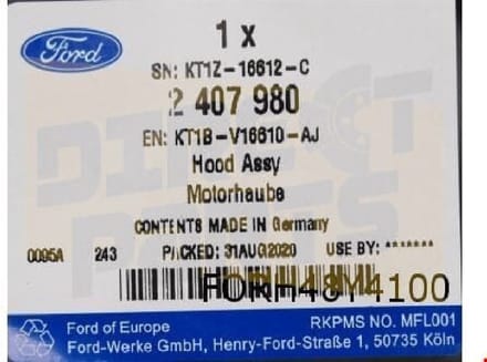 Ford Transit Connect (6/2018-) motorkap (te spuiten) Origineel! 2407980