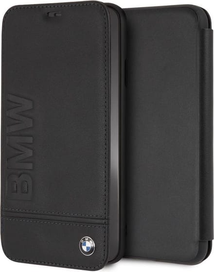 iPhone Xs Max Bookcase hoesje - BMW - Effen Zwart - Leer