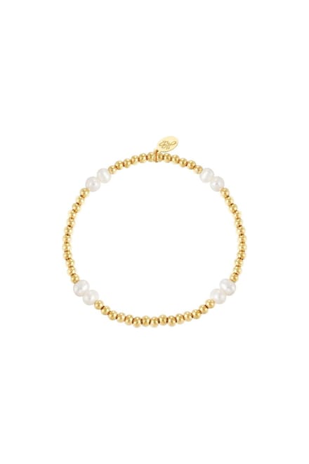 Armband pearl mix goud kleur stainless steel