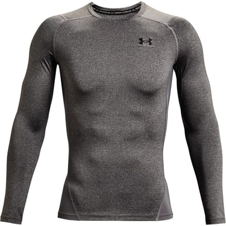 Under Armour UA HG Armour Comp LS-GRY Heren Sportshirt - Carbon Heather - Zwart