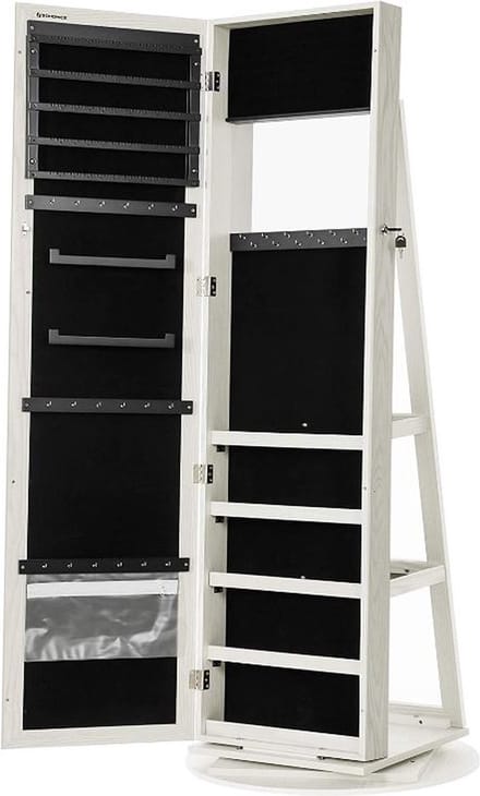 MIRA Home - Sieradenkast - Spiegelkast - Wit - Hout - 55x55x160