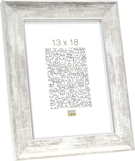 Deknudt Frames fotolijst S46EE1 - wit met zilver biesje - 13x18 cm