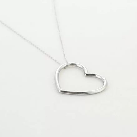 Bijoutheek Collier groot open hart Zilver
