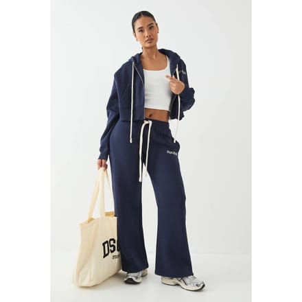 Dames DSGN Studio Contrast Trekkoord Rechte Pijp Jogger | Marineblauw | Maat: Medium
