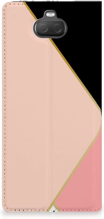 Standcase Hoesje voor Sony Xperia 10 Plus Stand Case Zwart Roze Vormen
