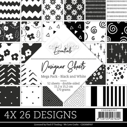 Card Deco Essentials - Designer Sheets Mega Pack - Black and White
