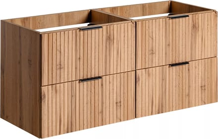 Vente-unique Geribbeld hangmeubel onder wastafel - Licht naturel - L120 cm - ZEVARA