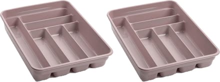 Plasticforte Bestekbak - 6-vaks - roze - 40 x 30 x 7 cm - bestekhouder