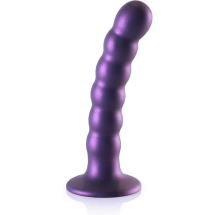 Ouch! by Shots Beaded siliconen G-Spot Dildo - 5'' / 13 cm - Metallic - Paars