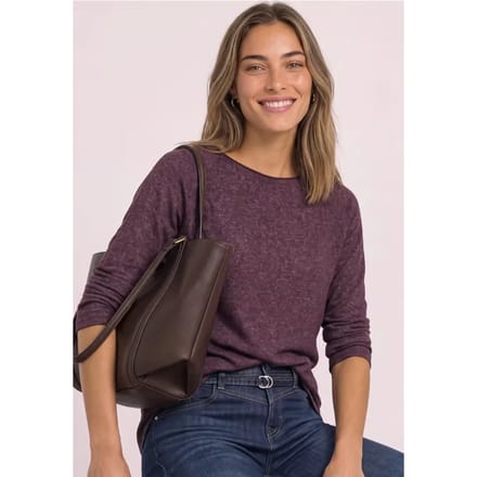 Longsleeve met ronde hals en rolrand