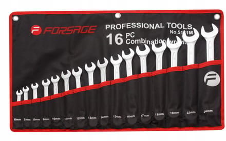 FORSAGE F-5161M - Ringsteeksleutel Set - 16-delig - Chroom-Vanadiumstaal - 6-24 mm