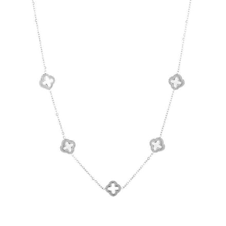 Bijoutheek Collier 5 Klavers Zwart/zilver