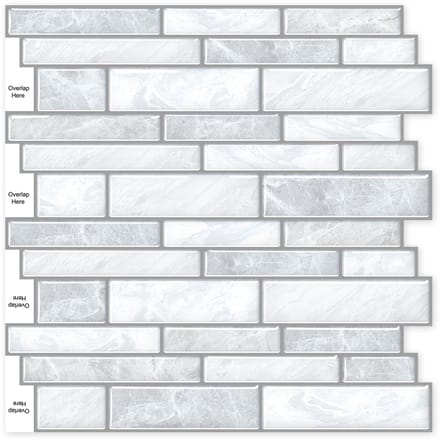 24Supply Plaktegels - 10 Stuks - Glans - Subway - Wit/Grijs - 30.5x30.5cm