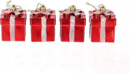 Hangdeco cadeautje set a 4 stuks rood