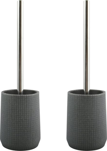 MSV Toilet/wc-borstel houder - 2x - kunststeen/metaal - donkergrijs - 35 cm