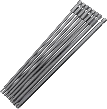 200mm Lange Schroevendraaier Bit Set met Torx Hoofd - 8 Stuks - Sabotage Proof - Magnetisch - S2 Staal