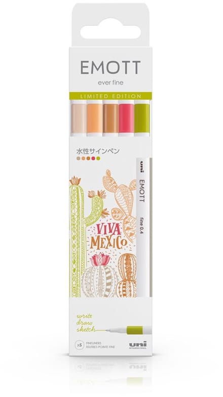 Uni Emott Fineliner Set 5 stuks - Viva Mexico Limited Edition