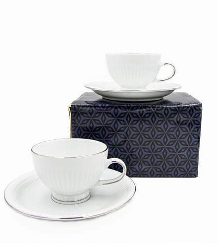 Bogucice Minos Platin Mokerset (2 stuks, 200ml) - Elegant porselein