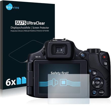 Savvies - Screenprotector voor Canon PowerShot SX60 HS - Folie Beschermfolie transparant 6 Stuks