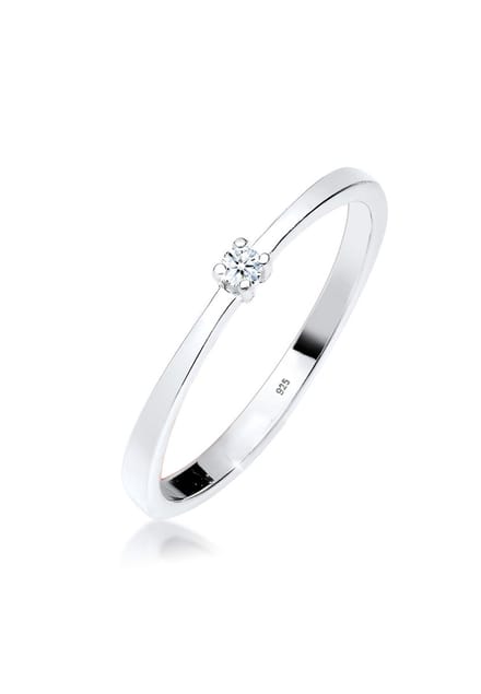 Elli PREMIUM - Ring - Dames Verlovingsring met Diamant (0,03 ct) in 925 Sterling Zilver - Dames