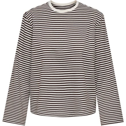 Ony Onfreja Stripe S Wide Seeve Coffee Bean Stripes Coud Dancer | Bruin | Maat: L