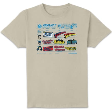 DC Comics Justice League The Trinity Visual History Unisex T-Shirt - Cream - XXL