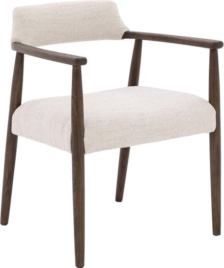 Goossens Eetkamerstoel Jesper - Met Armleuning - Stof - Beige