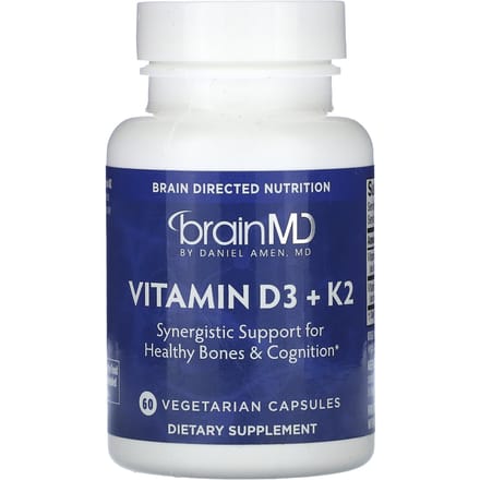 BrainMD, Vitamine D3 + K2, 60 Gélules Végétales