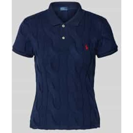 Regular fit poloshirt met kabelpatroon en logostitching