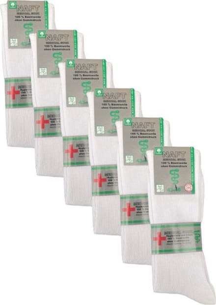 Medische sokken zonder elastiek - 6 paar - Wit - Maat 35/38