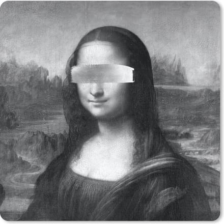 Muismat 20x20 cm - Mousepad Mona Lisa - Leonardo da Vinci - Zwart - Wit - Muismatten