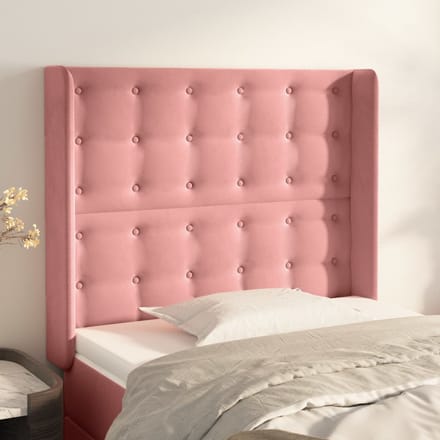 vidaXL - Hoofdbord - met - randen - 93x16x118/128 - cm - fluweel - roze