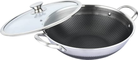 Cheffinger Wokpan met Deksel - 32cm - RVS - Honingraat - Inductie
